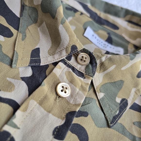 Equipment Silk Utility Button Front Camo Short Sleeve Shirt Dress - Picture 4 of 16